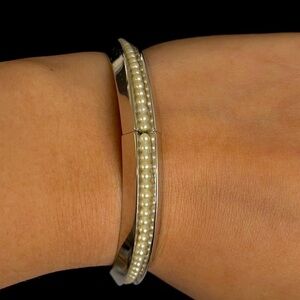 Whiting and davis faux vintage pearl cuff bracelet